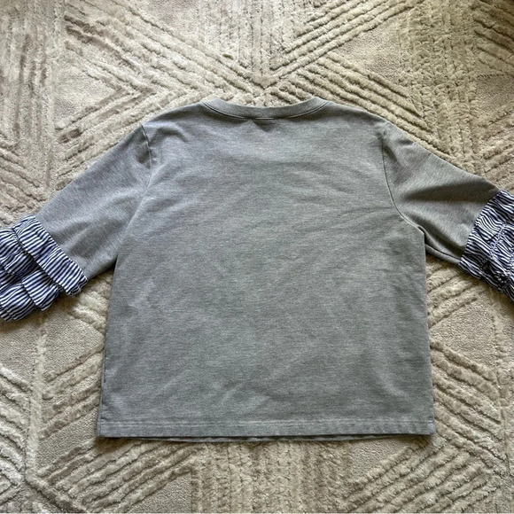 Miss Me Cotton Spandex Nautical Ruffle Striped Tiered Spring Blouse Size M - Picture 4 of 6